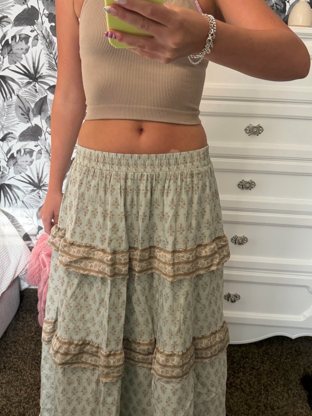 Boho Tiered Maxi Skirt Floral